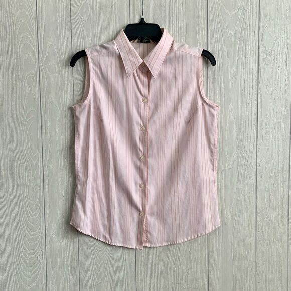 Eddie Bauer Pink Striped Sleeveless Collared Button Up Size M - Picture 1 of 4